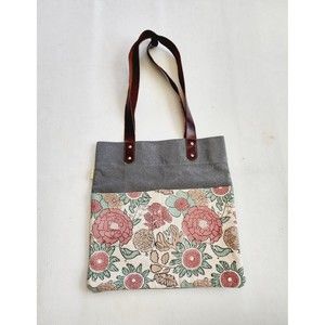 Joyn Floral/Gray Purse Cotton With Leather Straps
